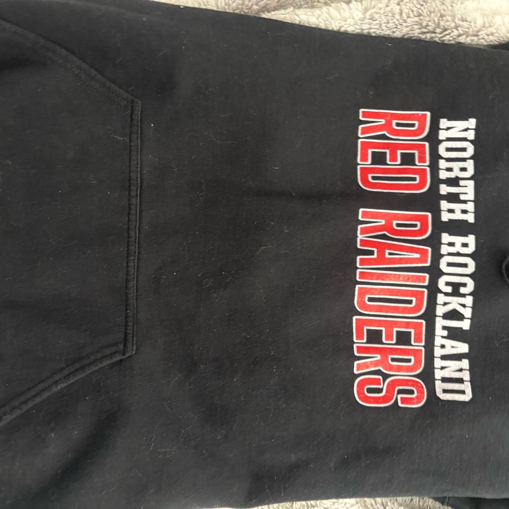 Gildan Black Hoodie with Red Raiders Design